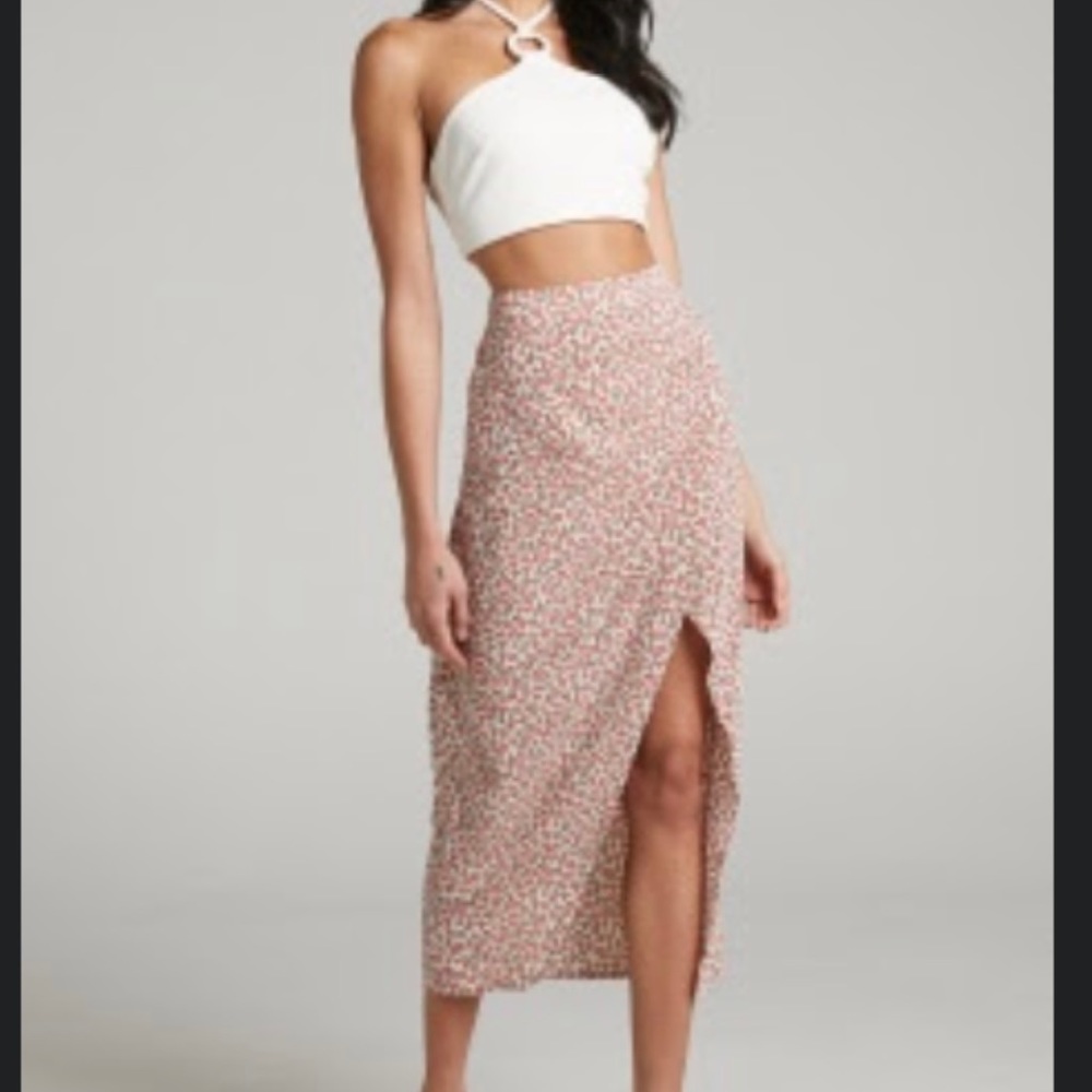 Showpo wrap style midi skirt in floral